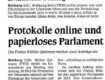 Protokolle online und papierloses Parlament